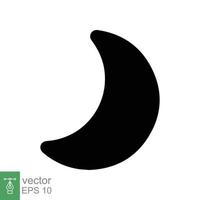 Moon icon. Simple solid style. Half moon, crescent, moon star, light, flat design, night sleep time concept. Glyph vector illustration isolated on white background. EPS 10.