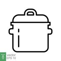 Pressure cooker icon. Simple outline style. Instant pot pressure cooker, cooking food, utensil, kitchen concept. Thin line vector illustration isolated on white background. EPS 10.