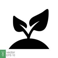 Seedling icon. Simple flat style. Seed, sapling, plant sprout, small tree growth, leaf, eco concept. Solid, glyph symbol. Vector illustration design isolated on white background. EPS 10.