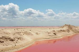 Pink salt lake in the Yucatan, Mexico photo