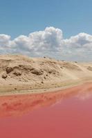 Pink salt lake in the Yucatan, Mexico photo