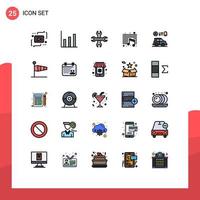 Mobile Interface Filled line Flat Color Set of 25 Pictograms of man car options school note Editable Vector Design Elements