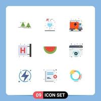 Universal Icon Symbols Group of 9 Modern Flat Colors of watermelon health energy form disease Editable Vector Design Elements