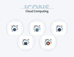 paquete de iconos llenos de línea de computación en la nube 5 diseño de iconos. nube. disco en la nube servidor. nube vector