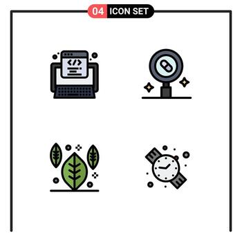conjunto de 4 iconos de interfaz de usuario modernos símbolos signos para código otoño web elementos de diseño de vector editables de acción de gracias médica
