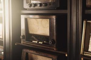 Background with a different old radio receivers photo