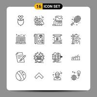 16 Creative Icons Modern Signs and Symbols of digital graphic tennis spacecraft sport ball Editable Vector Design Elements