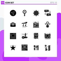 Modern Set of 16 Solid Glyphs and symbols such as bag flowchart basic development coding Editable Vector Design Elements