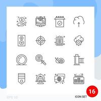 Mobile Interface Outline Set of 16 Pictograms of speaker electronics setup devices server Editable Vector Design Elements