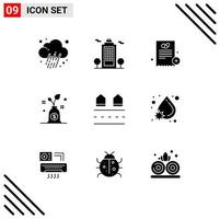 conjunto de 9 iconos modernos de la interfaz de usuario signos de símbolos para el presupuesto de inversión del médico de la urbanización elementos de diseño vectorial editables vector