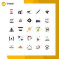 Editable Vector Line Pack of 25 Simple Flat Colors of equipment electric position devices truck Editable Vector Design Elements