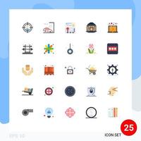 Flat Color Pack of 25 Universal Symbols of laptop security pacman lock banking Editable Vector Design Elements