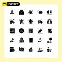 25 Thematic Vector Solid Glyphs and Editable Symbols of shopping marketing death cart hotel Editable Vector Design Elements