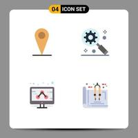 Group of 4 Modern Flat Icons Set for location tools digital marketing concept business estate Editable Vector Design Elements