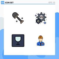 Set of 4 Modern UI Icons Symbols Signs for big industry spring food constructor Editable Vector Design Elements