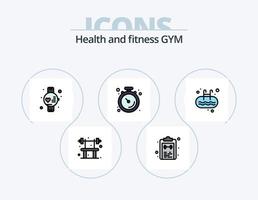 paquete de iconos llenos de línea de gimnasio 5 diseño de iconos. nadar. piscina. aptitud física. escalera. fútbol vector