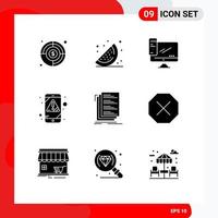 Solid Glyph Pack of 9 Universal Symbols of coding virus monitor mobile alert Editable Vector Design Elements