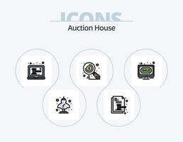 línea de subasta llena de icono paquete 5 diseño de icono. calculadora. aplicación historia. agregar. casa vector