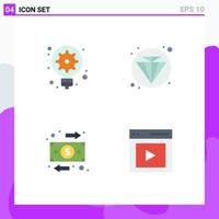 Modern Set of 4 Flat Icons Pictograph of generation flow light bulb diamond communication Editable Vector Design Elements