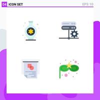 4 Universal Flat Icon Signs Symbols of vase presentation database setting carnival mask Editable Vector Design Elements