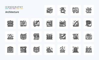 paquete de iconos de 25 líneas de arquitectura vector