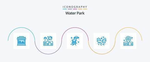 parque acuático azul 5 paquete de iconos que incluye. parque. parque. marcador de posición vector
