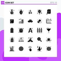 Pictogram Set of 25 Simple Solid Glyphs of market data transfer analysis education Editable Vector Design Elements