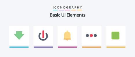 Basic Ui Elements Flat 5 Icon Pack Including unchecked. box. bell. sign. chating. Creative Icons Design vector