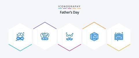 Fathers Day 25 Blue icon pack including . travel. love. office. briefcase vector