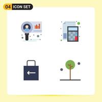 4 Thematic Vector Flat Icons and Editable Symbols of chart arrow research file lock pad Editable Vector Design Elements
