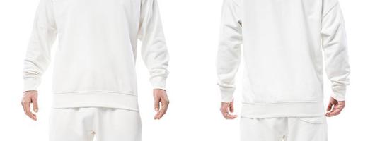 Man wearing blank white sweatshirt on white background photo