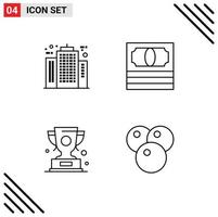 Line Pack of 4 Universal Symbols of architect award company money prize Editable Vector Design Elements