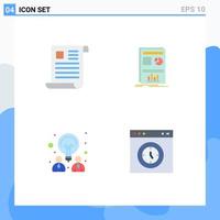 Group of 4 Flat Icons Signs and Symbols for data creative office layout idea Editable Vector Design Elements