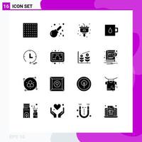 Pictogram Set of 16 Simple Solid Glyphs of watch marketing disposal pot baby Editable Vector Design Elements