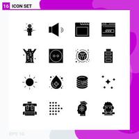Group of 16 Solid Glyphs Signs and Symbols for healthcare www app website form Editable Vector Design Elements