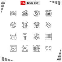 Set of 16 Modern UI Icons Symbols Signs for chart pie achievement report financial Editable Vector Design Elements