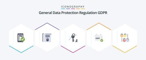 Gdpr 25 Flat icon pack including security. gdpr. terms. calendar. gdpr vector