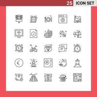 Line Pack of 25 Universal Symbols of drink mac morning lock restaurant Editable Vector Design Elements