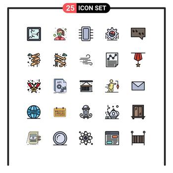 Group of 25 Filled line Flat Colors Signs and Symbols for statistics pie graph board gear hardware Editable Vector Design Elements