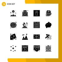 Modern Set of 16 Solid Glyphs and symbols such as coin page key file action Editable Vector Design Elements