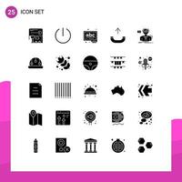 Mobile Interface Solid Glyph Set of 25 Pictograms of teacher student board professor outgoing Editable Vector Design Elements