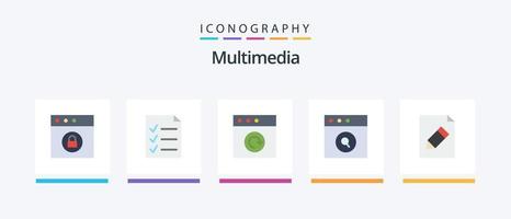 paquete de iconos de 5 planos multimedia que incluye . recargar. lápiz. documento. diseño de iconos creativos vector