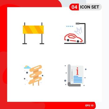 4 Universal Flat Icons Set for Web and Mobile Applications barrier slider obstacle car park Editable Vector Design Elements