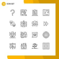 Editable Vector Line Pack of 16 Simple Outlines of computer media configuration album page Editable Vector Design Elements