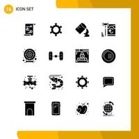 Pack of 16 creative Solid Glyphs of wheel alignment goal water darts security Editable Vector Design Elements