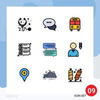 paquete de iconos de vectores de stock de 9 signos y símbolos de línea para la comunicación, impresión, transporte de desplazamiento automático, elementos de diseño de vectores editables