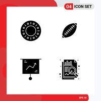 Group of 4 Modern Solid Glyphs Set for bakery sydney afl rugby chart Editable Vector Design Elements