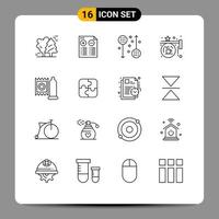 16 Universal Outlines Set for Web and Mobile Applications shop coffee minus board health Editable Vector Design Elements