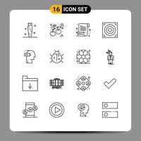 Set of 16 Modern UI Icons Symbols Signs for exhaustion web food speaker scratch pad Editable Vector Design Elements