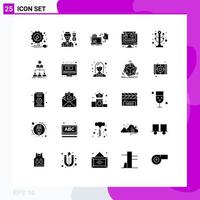 25 Universal Solid Glyph Signs Symbols of interior clothes online graph computer Editable Vector Design Elements